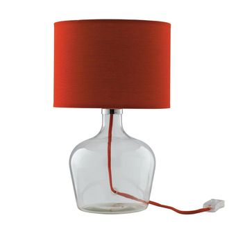Luce-Ambiente-Design Hendrix Table Lamp in Glass with Red Fabric Lampshade