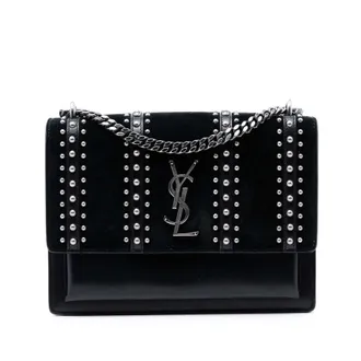 Saint Laurent Pre-owned Saint Laurent Medium Studded Suede and Calfskin Monogram Sunset Crossbody Ladies 4AM6CYZFYNBN4BXM