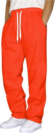 Generic Joggers for Men Jogging Bottoms Mens Fleece Joggers Sweatpants with Pockets Drawstring Trousers Gym Workout Long Sweatpants (Orange, XXXL)