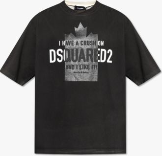 Dsquared2 Black Crewneck Logo Print T-Shirt