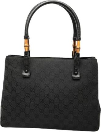 Gucci Pre-owned Canvas Tote - Dames - Vintage Shopper - Zwart - ONE Size - Leer - Vintage