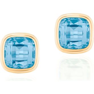 Goshwara Manhattan Cushion Cut Stud Earrings in Pale Blue at Nordstrom