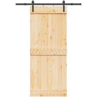 vidaXL Puerta Corredera Con Herrajes Madera Maciza De Pino 85x210 Cm Vidaxl