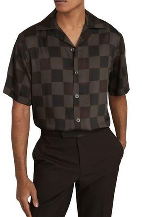 Reiss Reny Check Camp Shirt in Brown at Nordstrom Rack, Size Small
