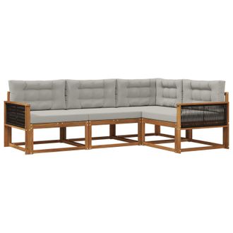 vidaXL Conjunto De Sof&aacute;s De Exterior 4 Pcs Natural Y Gris Claro Vidaxl