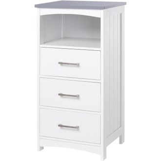Kleankin Kleankin - Mobiletto Bagno con 3 Cassetti e Ripiano Aperto in mdf Bianco