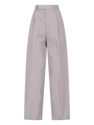 Jil Sander Grey High-Waisted Tailored Cotton Trousers