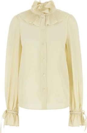 Valentino Garavani Solid Crepe De Shirt - Dames - Blouses - Geel - XS - Overhemden