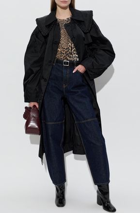 Ganni T-shirt With Patch, Womens, Beige