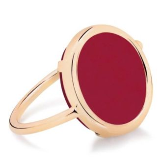 Ginette NY 18k Rose Gold Coral Disc Ring, Size 54