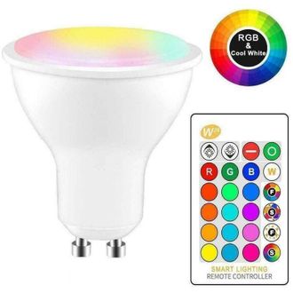 Trade Shop Trade Shop Traesio - Trade Shop - Faretto Rgb+white 5w Gu10 Lampadina Led Cambiacolore Telecomando Cromoterapia