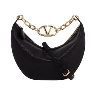 Valentino Garavani Shoulder Bags, female, Black, Size: ONE SIZE Small Hobo VLogo Moon B