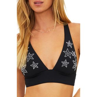 Beach Riot Leni Embellished Bikini Top in Black at Nordstrom, Size X-Large