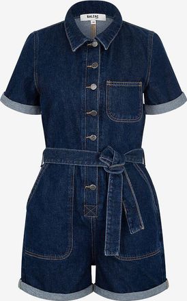 Balzac Paris Denim-Kurzoveral Floralie Bleu Minuit