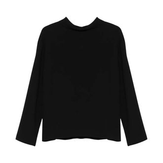 Carven Overhemden, Dames, Zwart, M, Denim, Bl 212 Top Lange Mouw Blouse