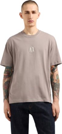 A|X Armani Exchange Mens Icon Project, Embroidered Logo, T-Shirt, Brown, XXL