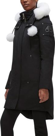 Moose Knuckles Stirling Down Parka with Genuine Shearling Trim in Black/Natural at Nordstrom, Size Small