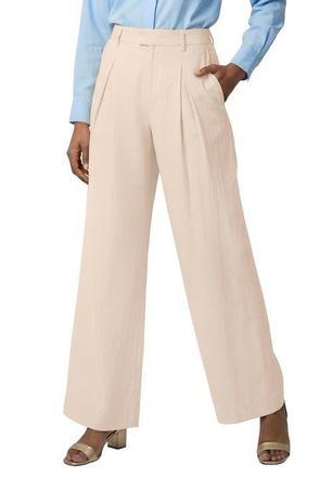 Jessica London Linen Wide-Leg Trouser in Oatmeal at Nordstrom, Size 24