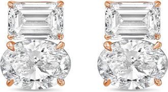 Diana M. Jewels 14kt rose gold 5.00 cts emerald and oval diamond earrings