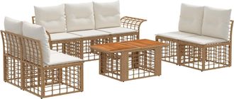 vidaXL Conjunto De Sof&aacute;s De Jard&iacute;n 8 Uds. Natural Y Crema Vidaxl