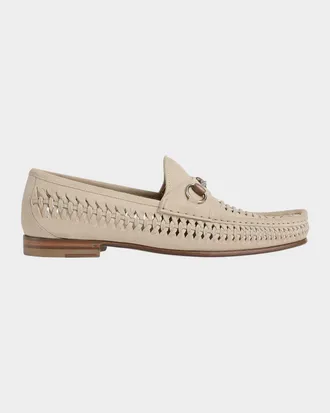 Gucci Men & apos;s Horsebit 1953 Woven Suede Bit Loafers
