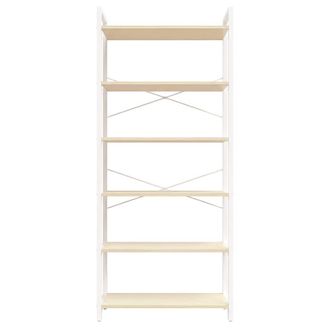 Vasagle Librer&iacute;a de 6 niveles industrial de color beige natural y blanco mate