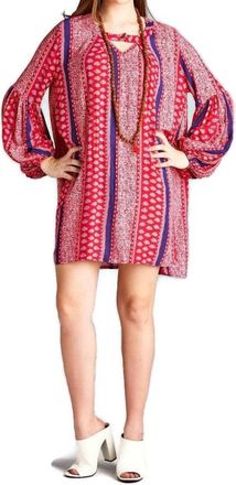 Velzera Floral Paisley Keyhole Neckline Mini Dress In Red Multi