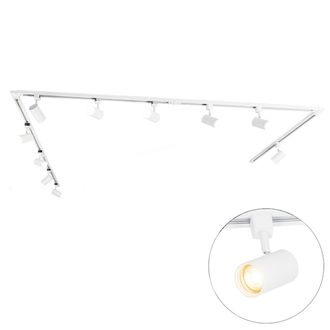 QAZQA Qazqa Moderno Sistema De Iluminaci&oacute;n De Riel Inteligente Con 10 Focos Blanco Monof&aacute;sico Incl. 10 Wifi Gu10 50mm - Iconic Jeana Acero Alargada Adecuado