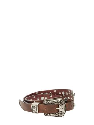 Golden Goose Brown Studded Buckle Belt