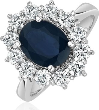 The Diamond Store Sapphire 2.3ct And Diamond 1ct Cluster Ring in Platinum