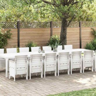 vidaXL Conjunto De Comedor De Jard&iacute;n 15 Pcs Blanco Ratan Polt Vidaxl