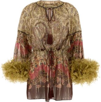 Valentino Garavani Top met Veren - Dames - Tunieken - Veelkleurig - S - Overhemden