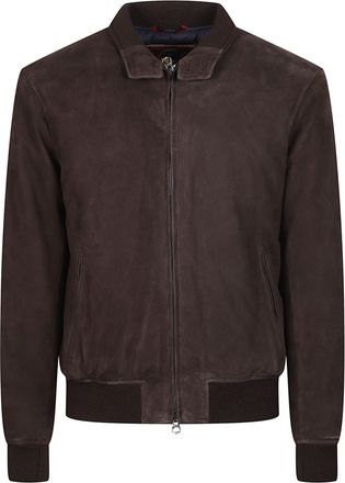 STEWART Nuvola Smooth Dark Brown Leather Bomber Jacket
