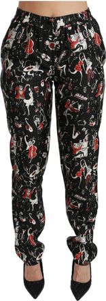 Dolce & Gabbana Luxe Zijden Skinny Broek met Middelhoge Taille - Dames - Slim Fit Broeken - Veelkleurig - S - Broeken