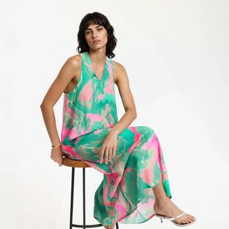 La Redoute Collections Mouwloze maxi-jurk met V-hals en grafische print
