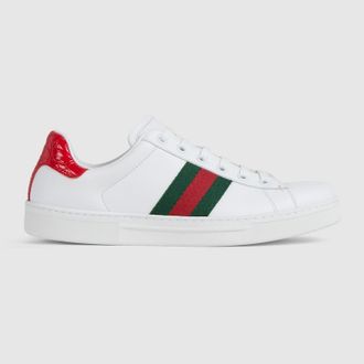 Gucci Womens Gucci Ace Sneaker, White, Leather