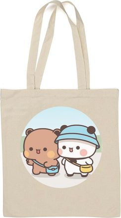 Generic Bubu Dudu Cute Bears Walking Outside Natural Cotton Tote Bag White