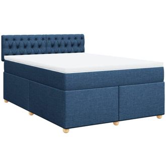 vidaXL Vidaxl - Cama Box Spring Con Colch&oacute;n Tela Azul 160x200 Cm