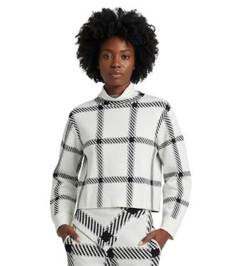 Stella McCartney White Checks Turtle Neck Sweater