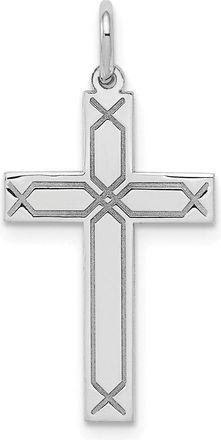 Diamond2Deal 14K White Gold Laser Designed Cross Charm Pendant