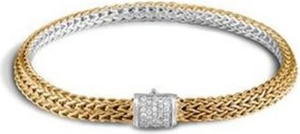 John Hardy Silver & Yellow Gold X-Small Chain Reversible Diamond Bracelet Size Medium - BZP96002RVDI
