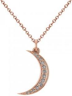 Allurez Crescent Moon Shaped Diamond Pendant Necklace 14k Rose Gold (0.13ct)