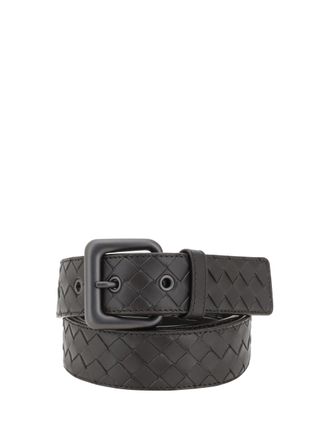 Bottega Veneta Mens Belt Intrecciato Leather Espresso