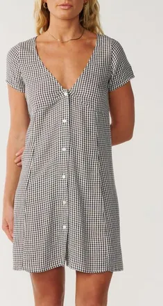 Rip Curl Vibe Check Minidress in Black/off White at Nordstrom, Size Xx-Small