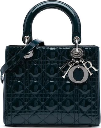 Dior Borsa a tracolla Lady Dior media con motivo Cannage e finitura lucida 2011 - Verde