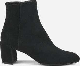 AGL Lynn Bootie Heeled Leather Ankle Boot in Black Velour at Nordstrom, Size 37.5