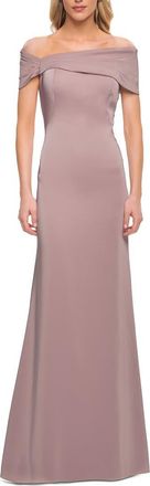 La Femme Simply Chic Off the Shoulder Jersey Gown in Mauve at Nordstrom, Size 16