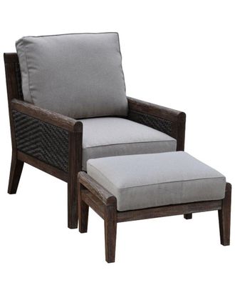 Courtyard Casual Bermuda Teak 2Pc Chair And Ottoman Set