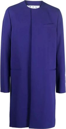 Off-white Paarse Wave Tag Wol Skatejas - Heren - Mantel - Paars - L - Wol - Jassen