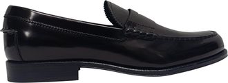 Tod's Tods Brushed Penny-Strap Loafers in Black Leather